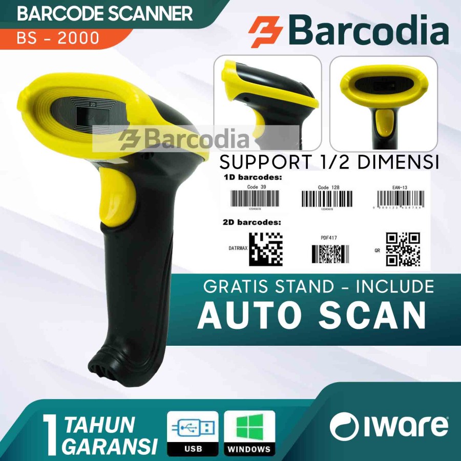 2D Barcode Scanner Imaging Iware BS-2000 (QR CODE/PDF 417) USB / Scanner Barcode 2D