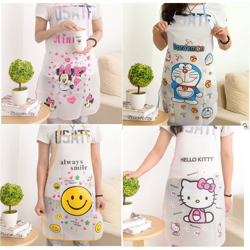 ♫ Megata ♫ A078 Celemek Plastik Motif Karakter Celemek PVC Celemek Waterproff Apron Masak Murah