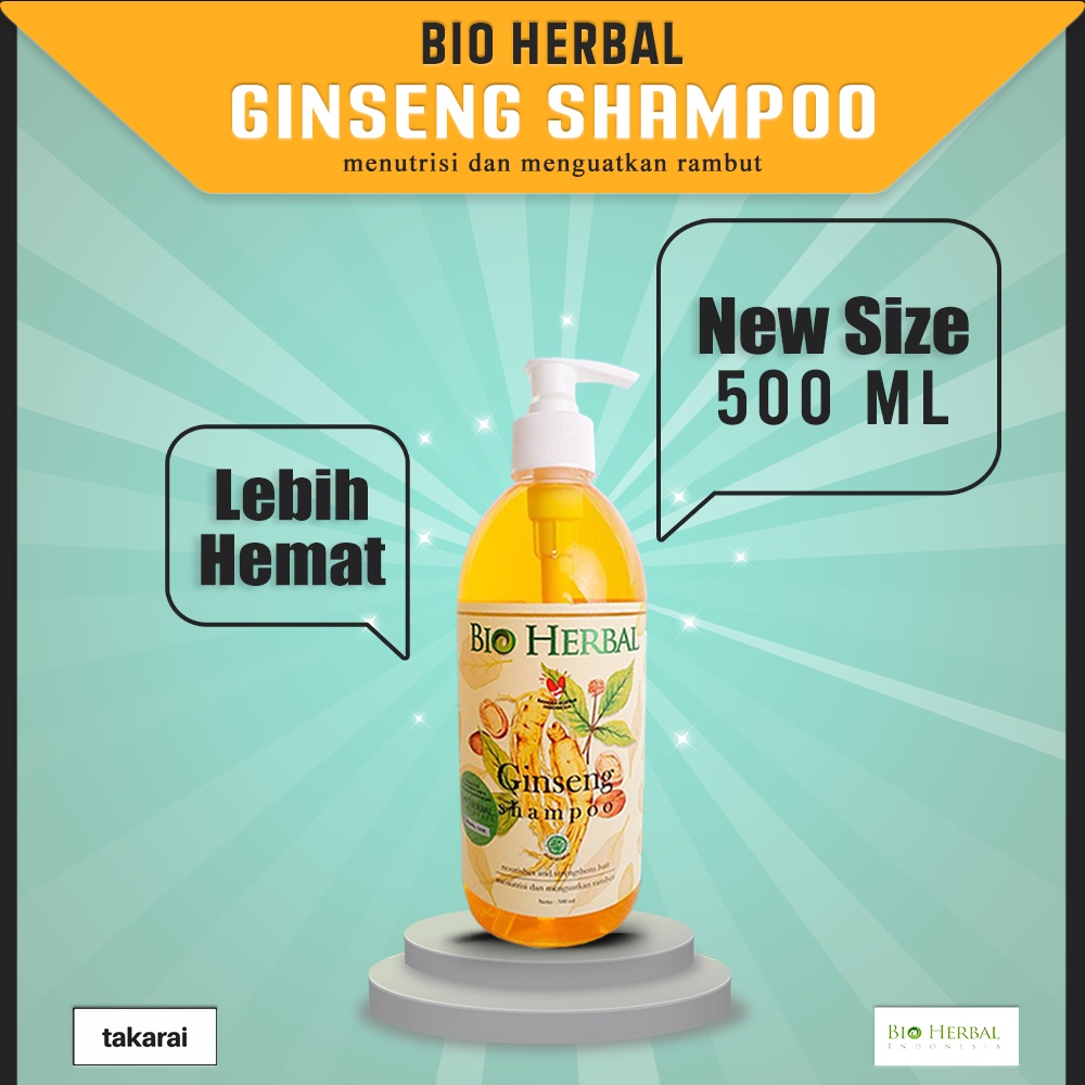 Takarai 500ml Shampo Ginseng Bio Herbal New Size dengan Ginsenosida Memberi Nutrisi Ekstra untuk Akar Rambut Tumbuh Lebih Kuat dalam 7 hari - ORIGINAL BPOM