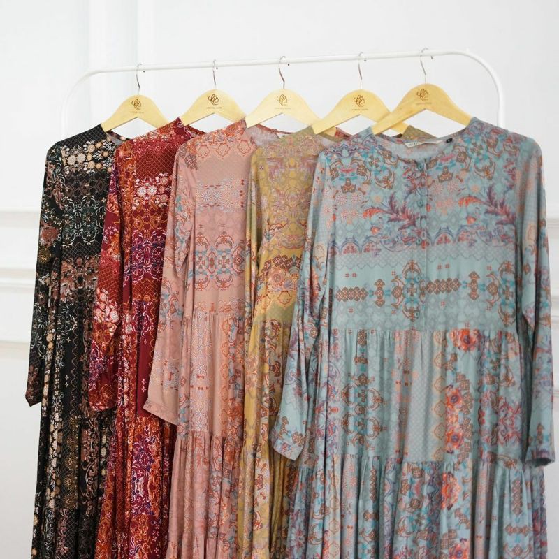 Qeena midi dress dusty punch by heaven lights