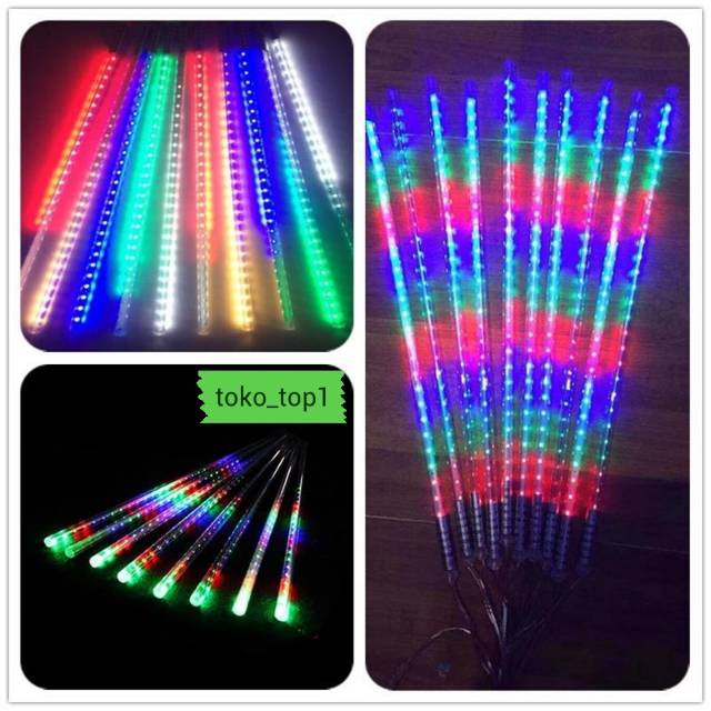 lampu led hias lampu meteor led hujan 10batang 50cm  full colour