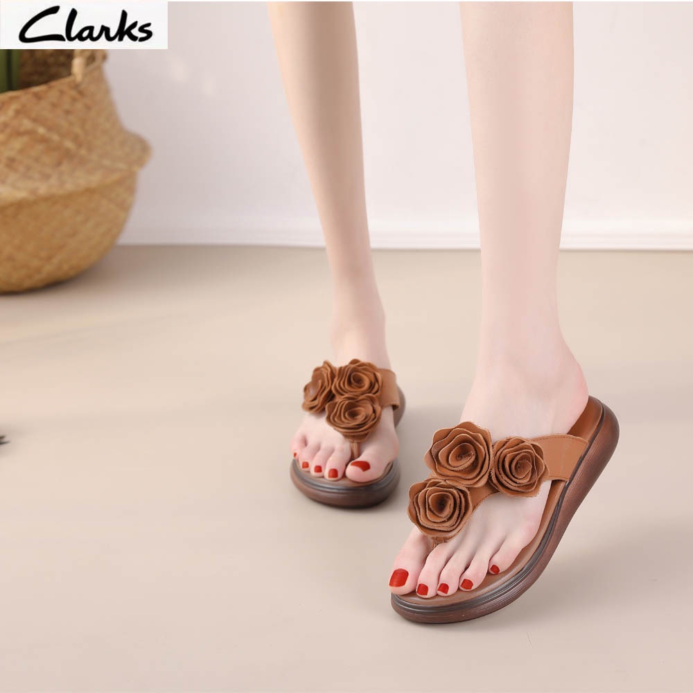 Clarks new pita woman Sepatu sandal flat clarks flat wanita kulit asli