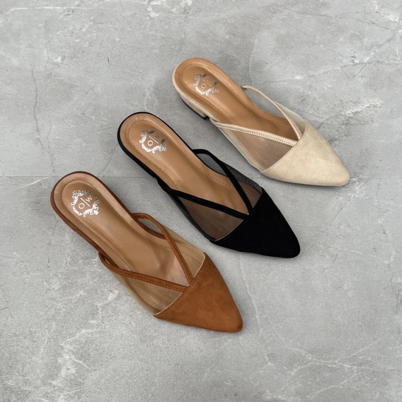 Faduzzi Sandal Mules Wanita MILONI Ujung Lancip Tinggi 3 Cm