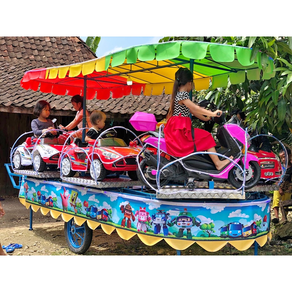 kereta panggung rel odong odong putar mobil motor remot bordes DISKON FULL