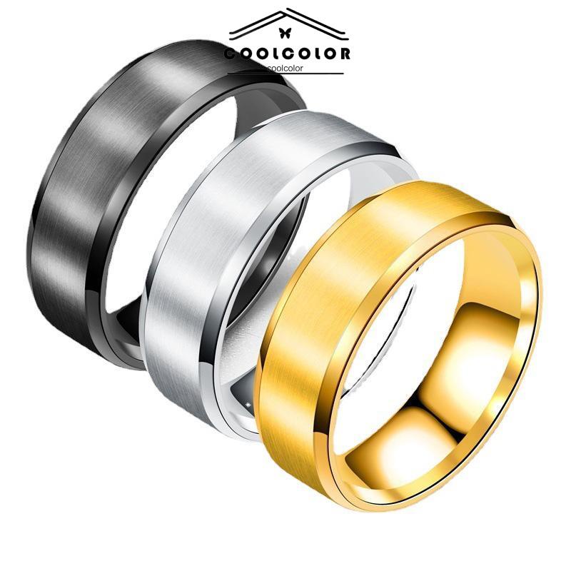 COD✨Cincin Titanium Steel Pria Korea Anti Luntur Aan Anti Karat Vintage Fashion Rings Hitam Emas  Impor Murah Aksesoris Perhiasan