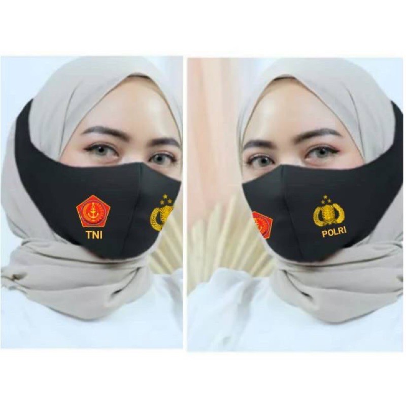 Masker Scuba IMPOR HIJAB TEBAL Korea 2 SABLON LOGO TNI POLRI TERMURAH