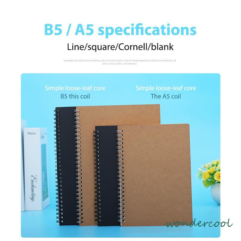 A5 Kraft Paper Coil Book Simple Student Notebook Meeting Notepad Buku Akuntansi Portabel-Won