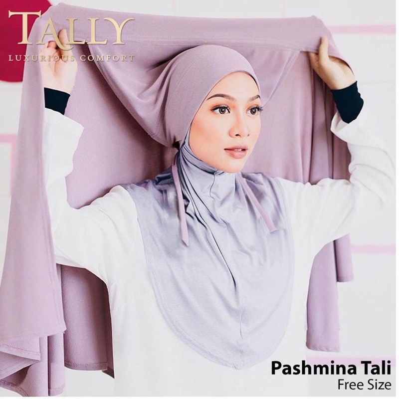 DENLA PASHMINA HIJAB TALI I BAHAN CERUTY (TIDAK PANAS)  I MENGGUNAKAN TALI