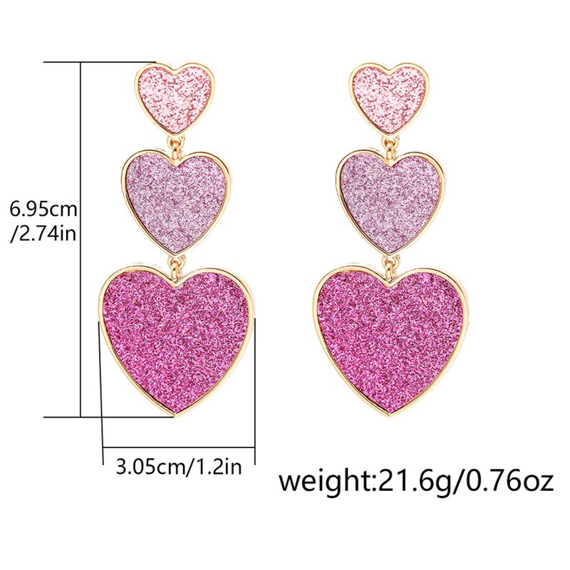 Fancyqube Anting Bentuk Hati Warna Pink Ungu Untuk Wanita