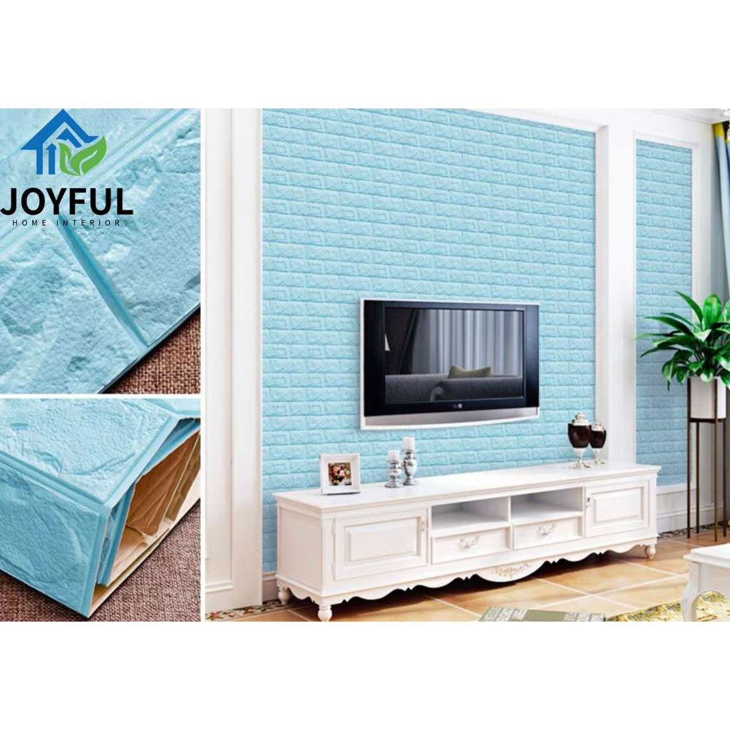 Promo!! Wallpaper 3D Wallfoam FOAM · High Quality-BATA BIRU MUDA