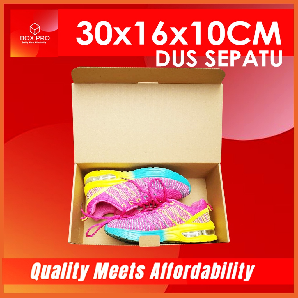 

Kardus Sepatu Dus uk 30x16x10 cm (ECER) Die Cut Box Kotak Packing Sendal Serbaguna Baju EARLOCK FULL
