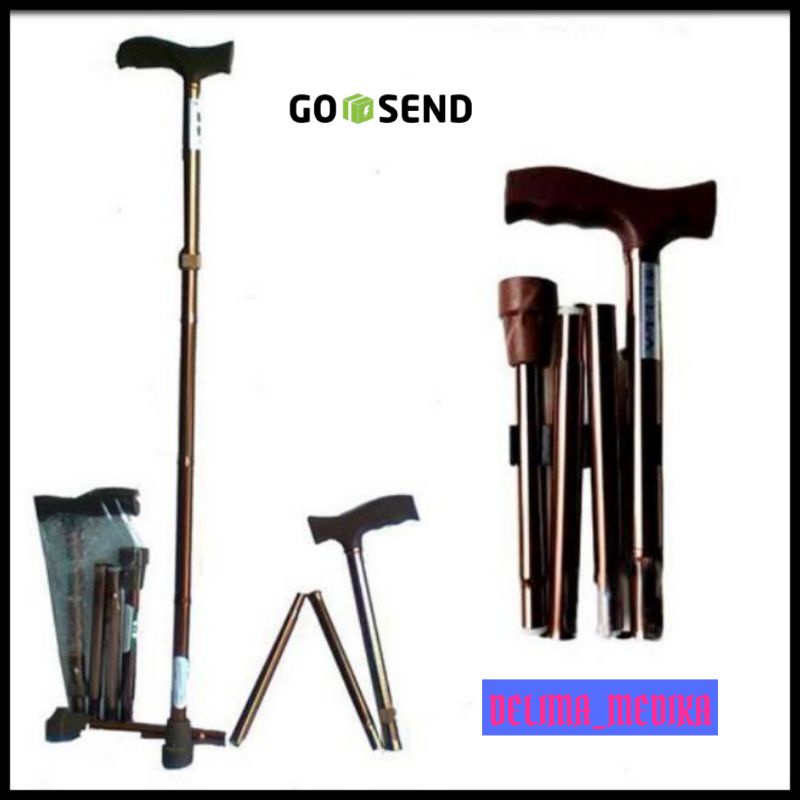 Tongkat Lipat Kaki 1 Flexible / Alat Bantu Jalan Lansia Tongkat Kaki 1 Flexible