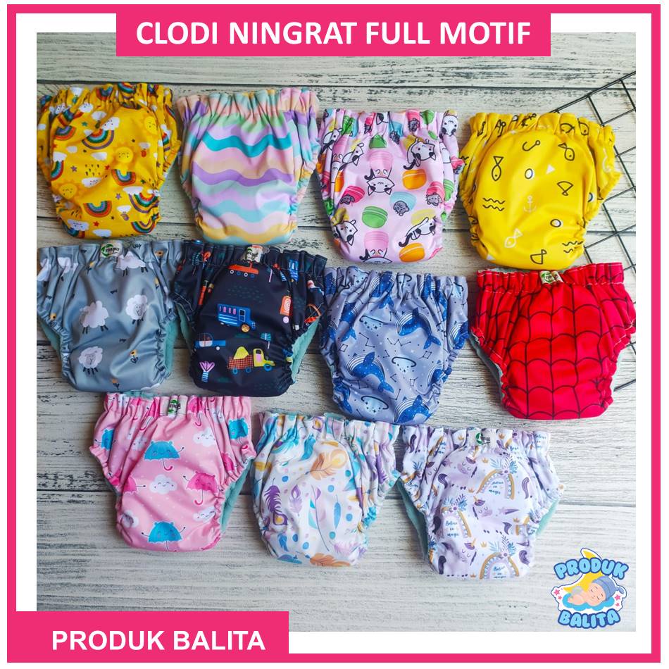 3 PCS Clodi Ningrat AIO Reguler  BB 5-17 KG Motif Full Print Pempers Kain Cuci Ulang Terlaris