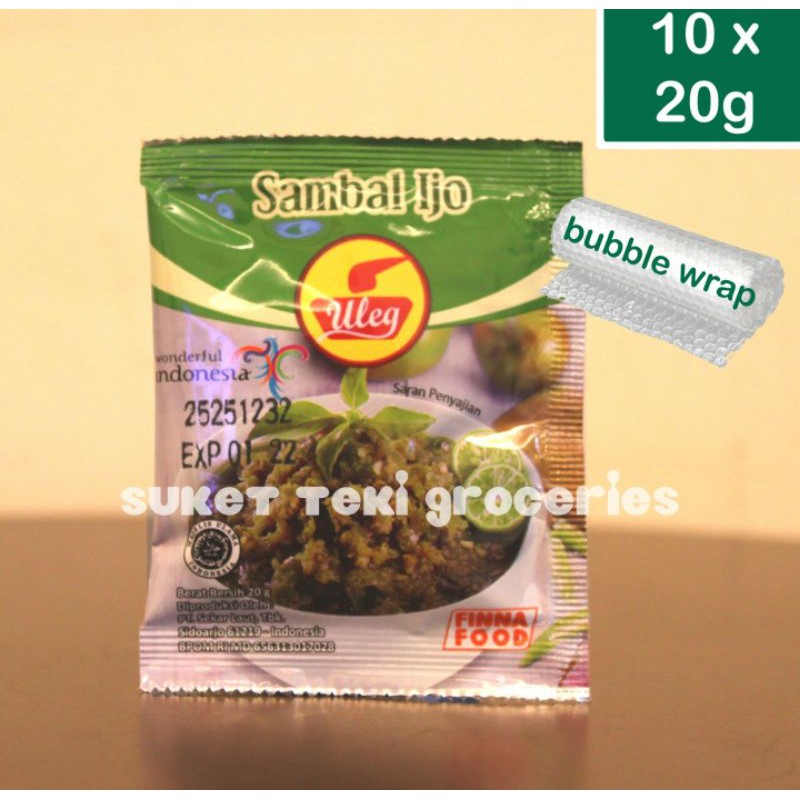 Finna Sambal Uleg Ijo Sachet Kemasan Renceng 10pack isi 20gr
