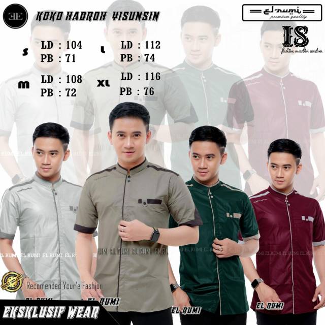 Baju Koko yisunsin El Rumi lengan pendek Koko pria modern