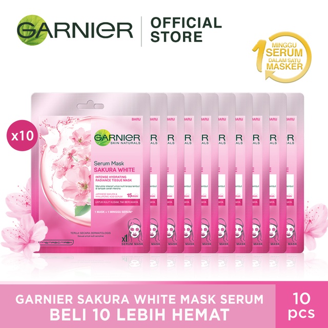 Garnier Serum Mask Sakura White 10 Pcs Masker Lebih Hemat Shopee Indonesia