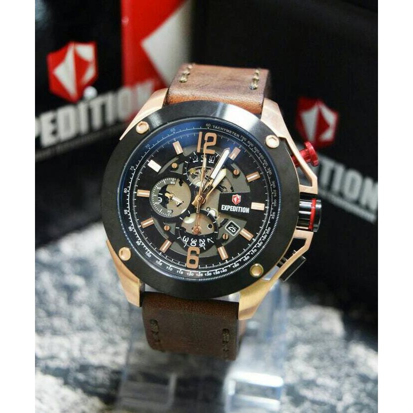 Super Sale JAM TANGAN EXPEDITION E6697 ROSEGOLD BLACK. GARANSI RESMI 1TAHUN Ready Stock
