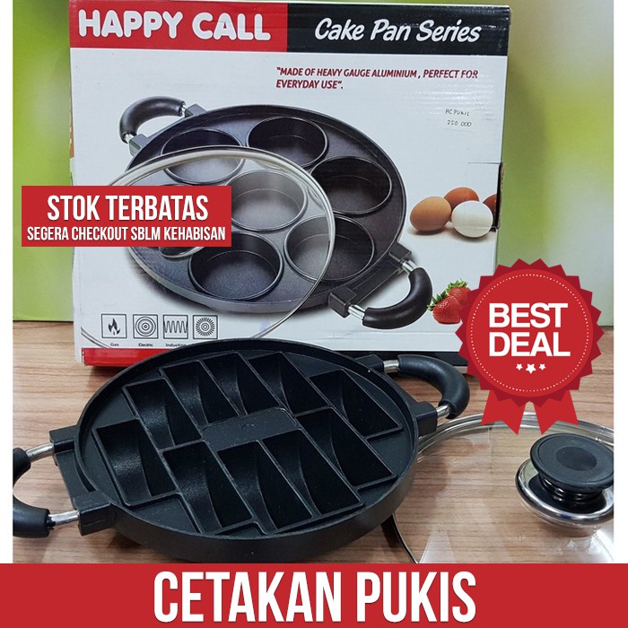 HAPPY CALL CETAKAN PUKIS 10 LUBANG PERALATAN MASAK KUE PANCONG PAN WAJAN LOYANG KUE PUKIS  TUTUP KAC