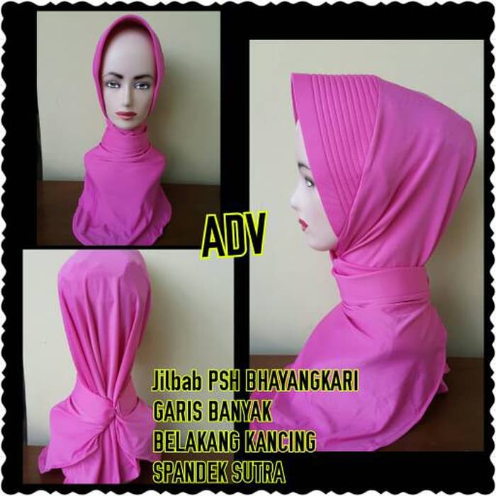 Flash Deal Jilbab Psh Bhayangkari Antem Garis Banyak Belakang Kancing Fashion Muslim 20 - 100 -