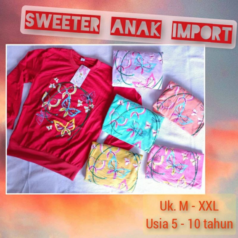 sweater import anak/ kaos lengan panjang anak/ atasan impor anak