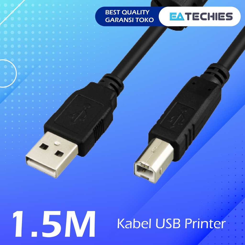 KABEL USB PRINTER 1.5M HITAM - AM BM 1.5 METER - 1.5 M GOOD QUALITY