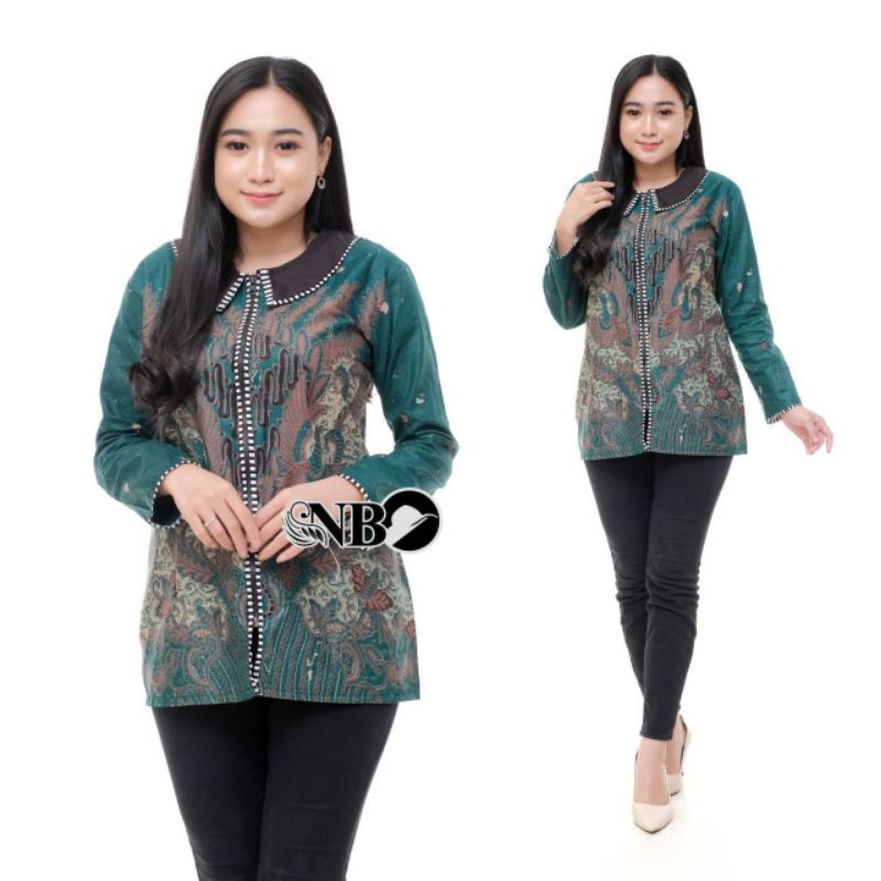 Blouse Batik Kerja Atasan Batik Wanita M L XL XXL jumbo-Kode 04