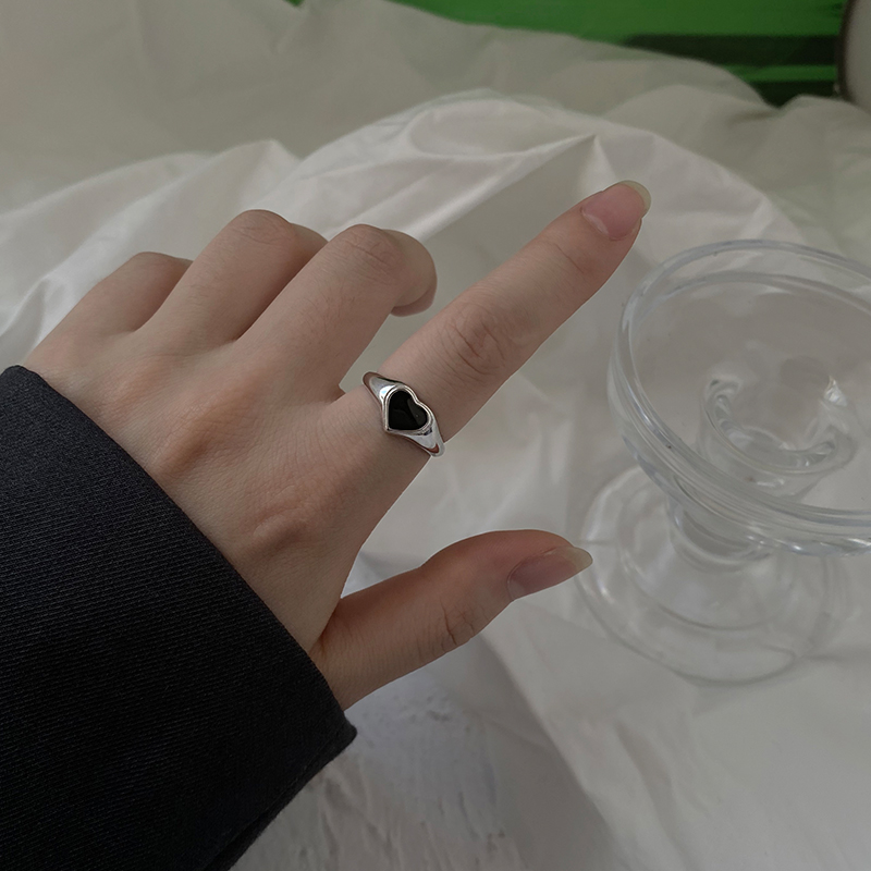 Black Love Open Ring  Trendy  Simple