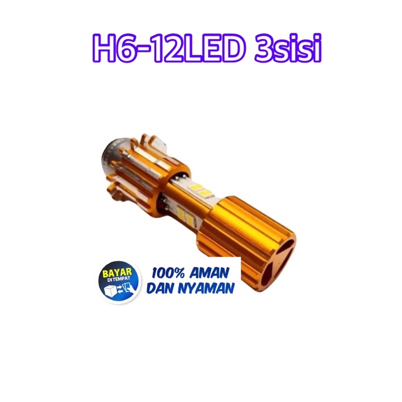 NEW LAMPU LED AC DC H6 12LED 3SISI BHOLAM DEPAN UTAMA MOTOR LED H6 MATIC BEBEK