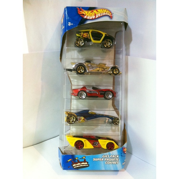 Hot Wheels Gift Pack. 2004 B-Day 5-Pack - Moto-Crossed-Super Comp Dragster-Dodge Viper RT/10-Greased