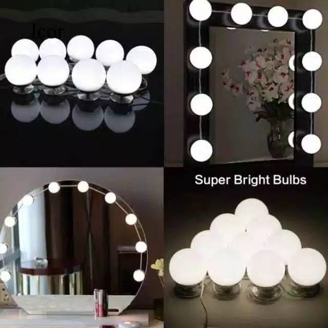 Termurah MEDAN [Garansi] Hanaiso Felicity 10 LED 5 Warna Lampu Cermin Rias Makeup Vanity Mirror LED Light Lampu Kaca