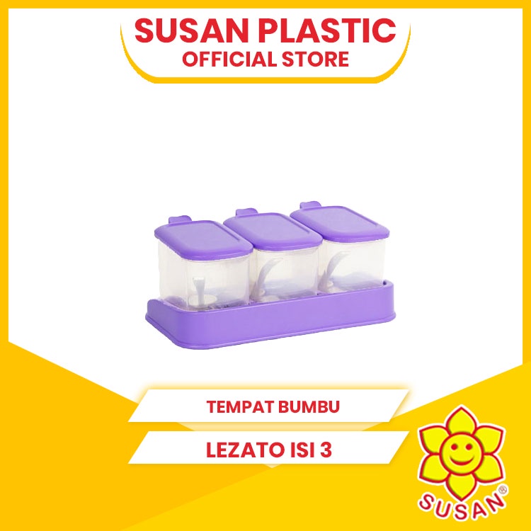 SUSAN - Tempat Bumbu Lezato Isi 3 - Tempat Bumbu Dapur - Tempat Garam - Rak Bumbu - Wadah Bumbu