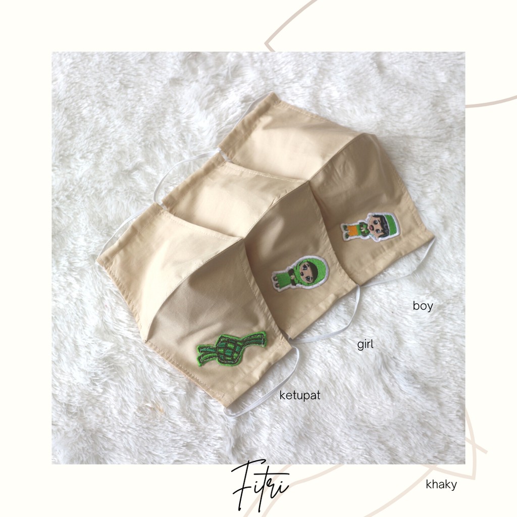 Masker Idul Fitri Lebaran Lucu Raya by Ichigo WARNA KHAKY