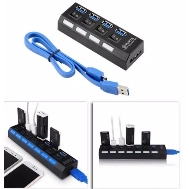 USB 3.0 HUB 4 Ports Super Speed 5Gbps 4-port USB 3.0 Hub With on/off Switch For