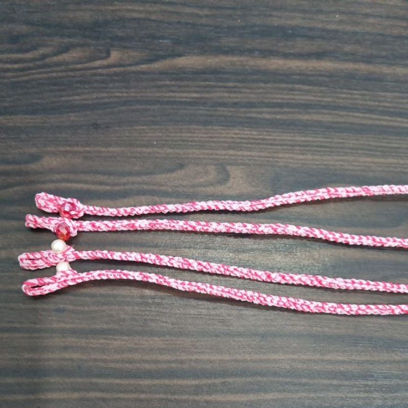 strap tali kaitan masker rajut merah putih manik mutiara fashion simple