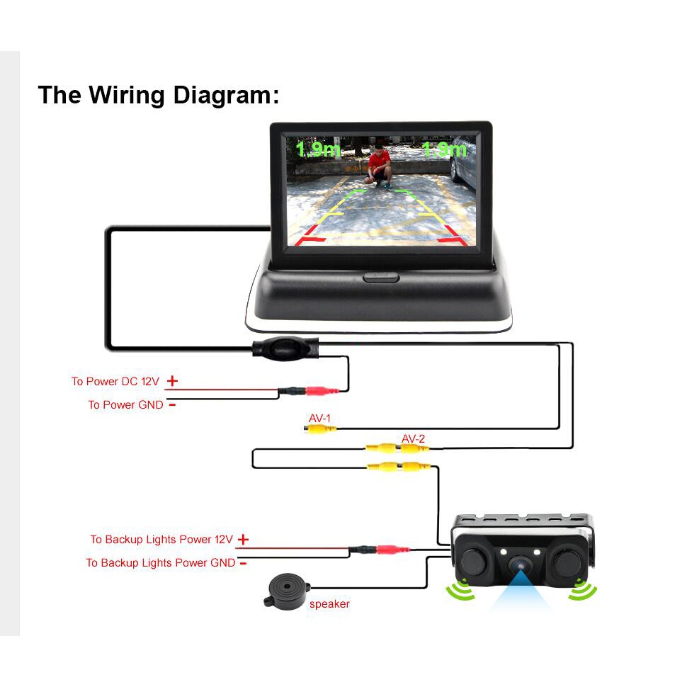 Kamera Parkir 2 sensor Mundur buzzer Wide Angle Car 2 Radar Sensor Parking Reversing HD Camera Night