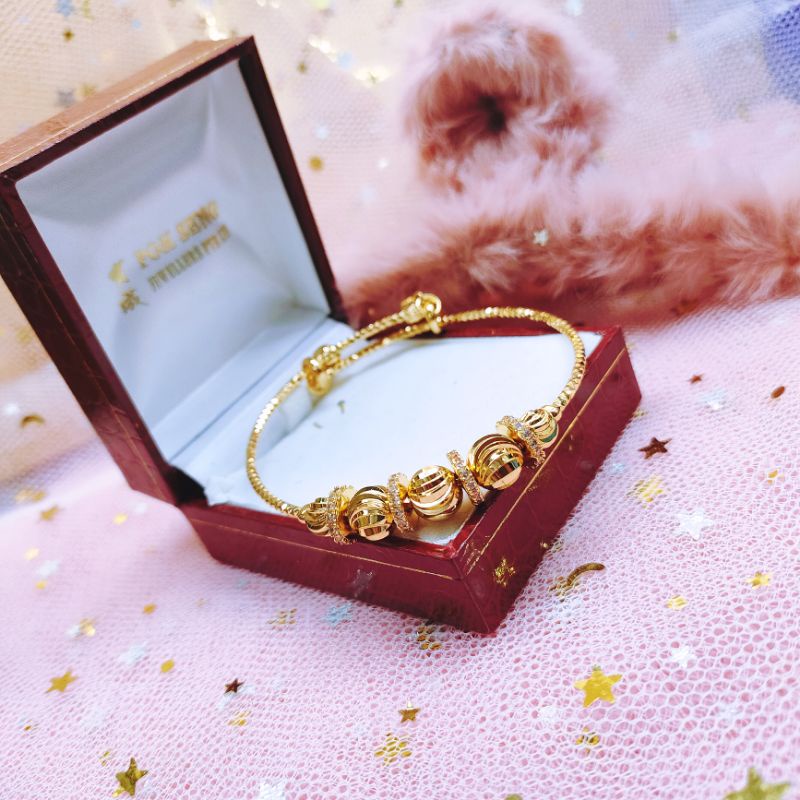 Gelang Bangle Wanita Titanium Anti Karat Lapis Emas961OP