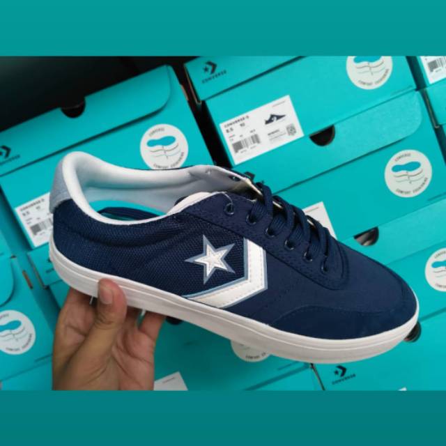 SEPATU CONVERSE COURTLAND NAVY WHITE 100% ORIGINAL
