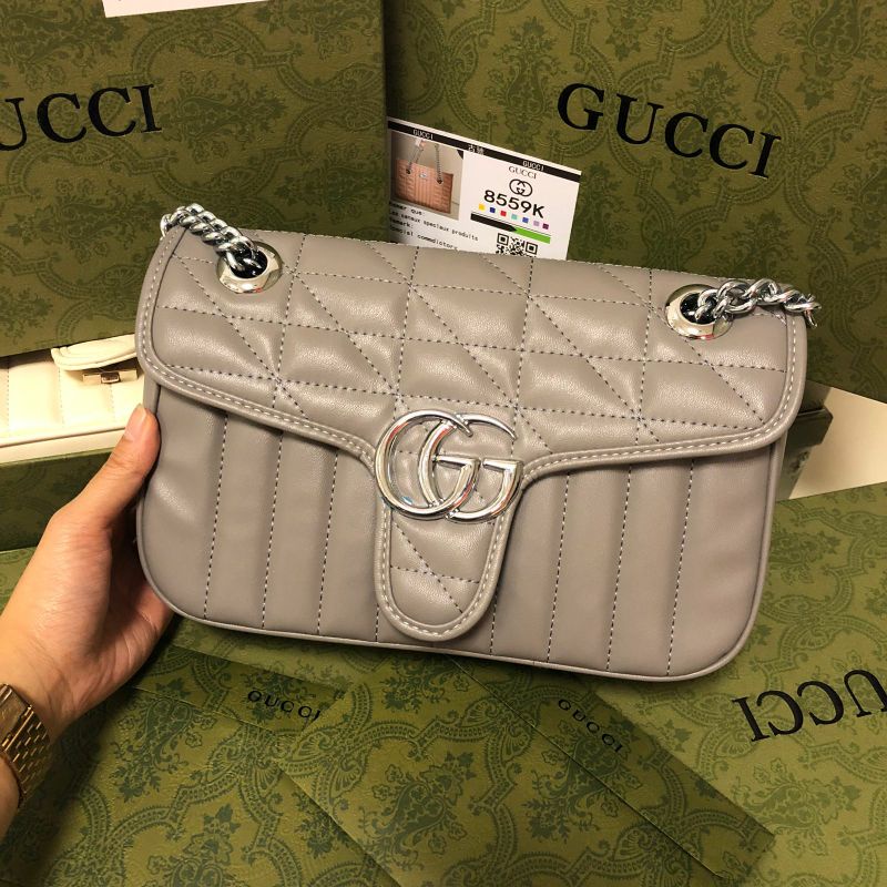 Tas Fashion Wanita Gucci Marmont Aria SHW Besi Silver TERMURAH