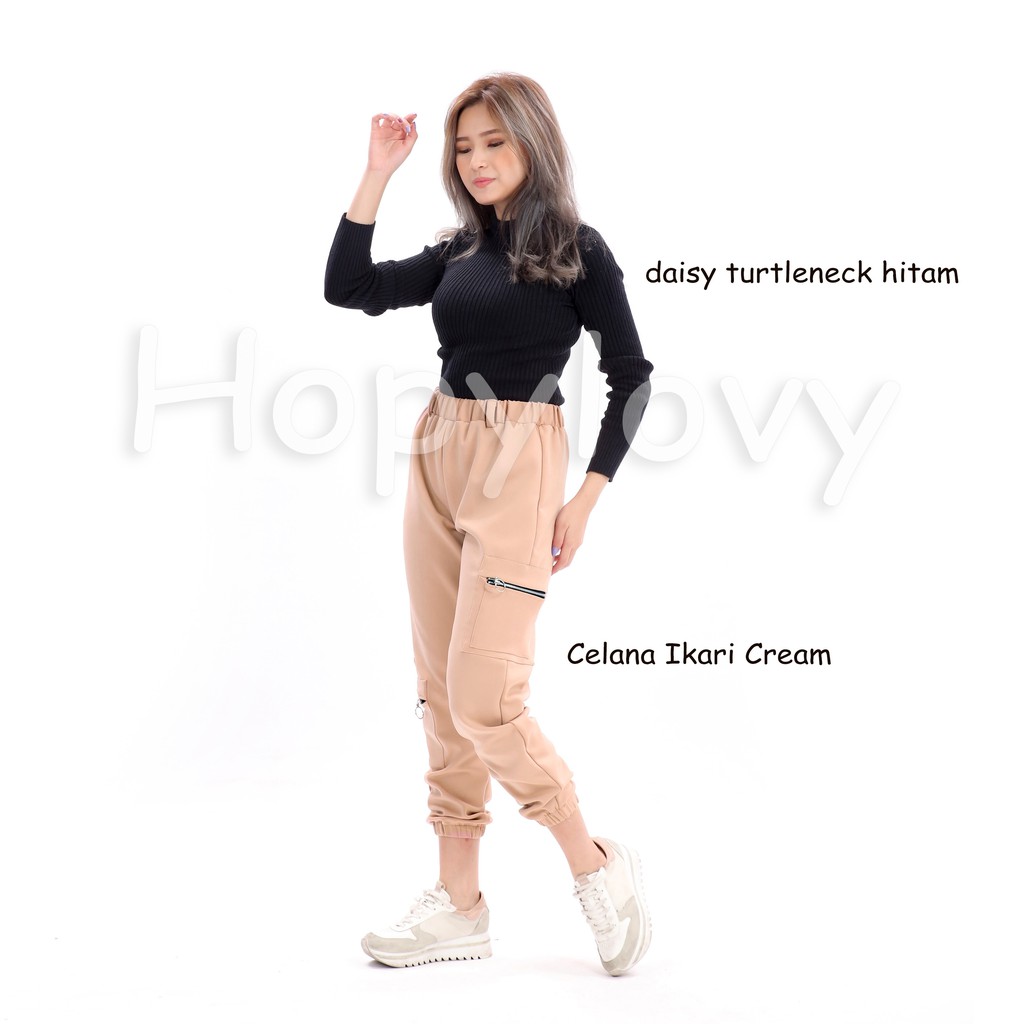 HOPYLOVY Celana Jogger Wanita Zipper Joger Ikari