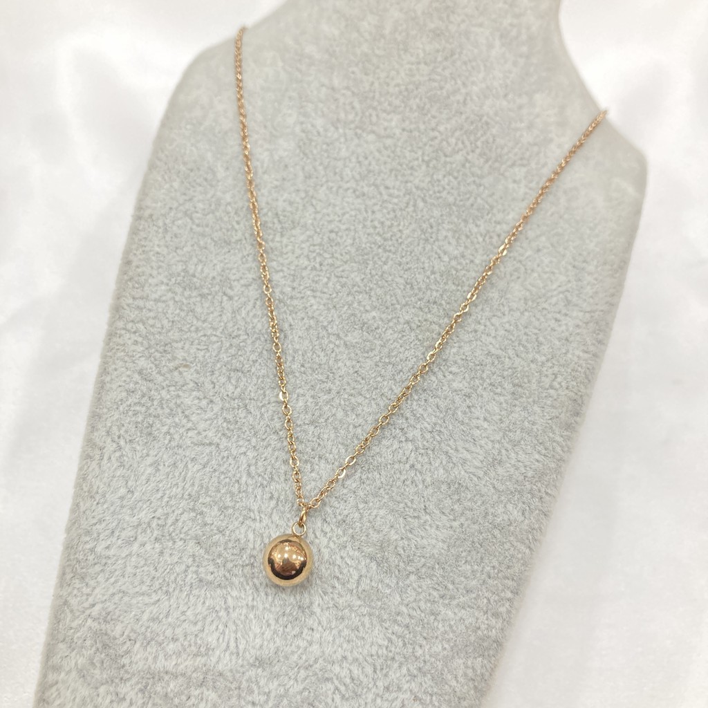 Kalung Titanium Bola Pasir Gold / Rose Gold Aksesoris Perhiasan KT60