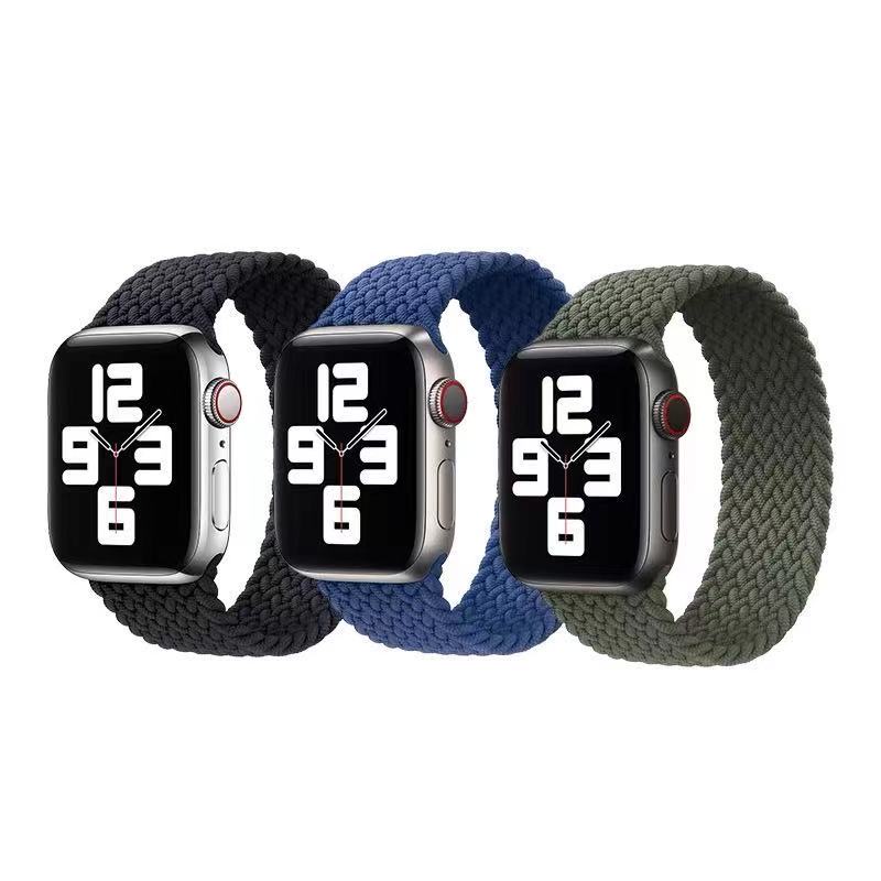 Solo Braided Loop Strap Nylon Elastic Aple Watch 6 5 4  3 2 1 iWatch 44 40 42 38mm，bisa SERIES7/SERIES 6 HW18/19/HW22/DT100PRO/DT100PRO+/DT7/DT7+/Z36