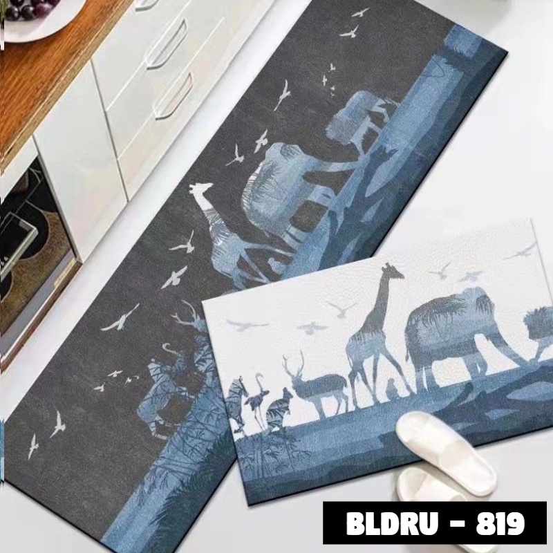 FLEUR-ID - 1 SET PREMIUM BLUDRU (40*60 CM & 40*120 CM) KESET DAPUR LEMBUT ANTI SLIP-BLDRU - 819