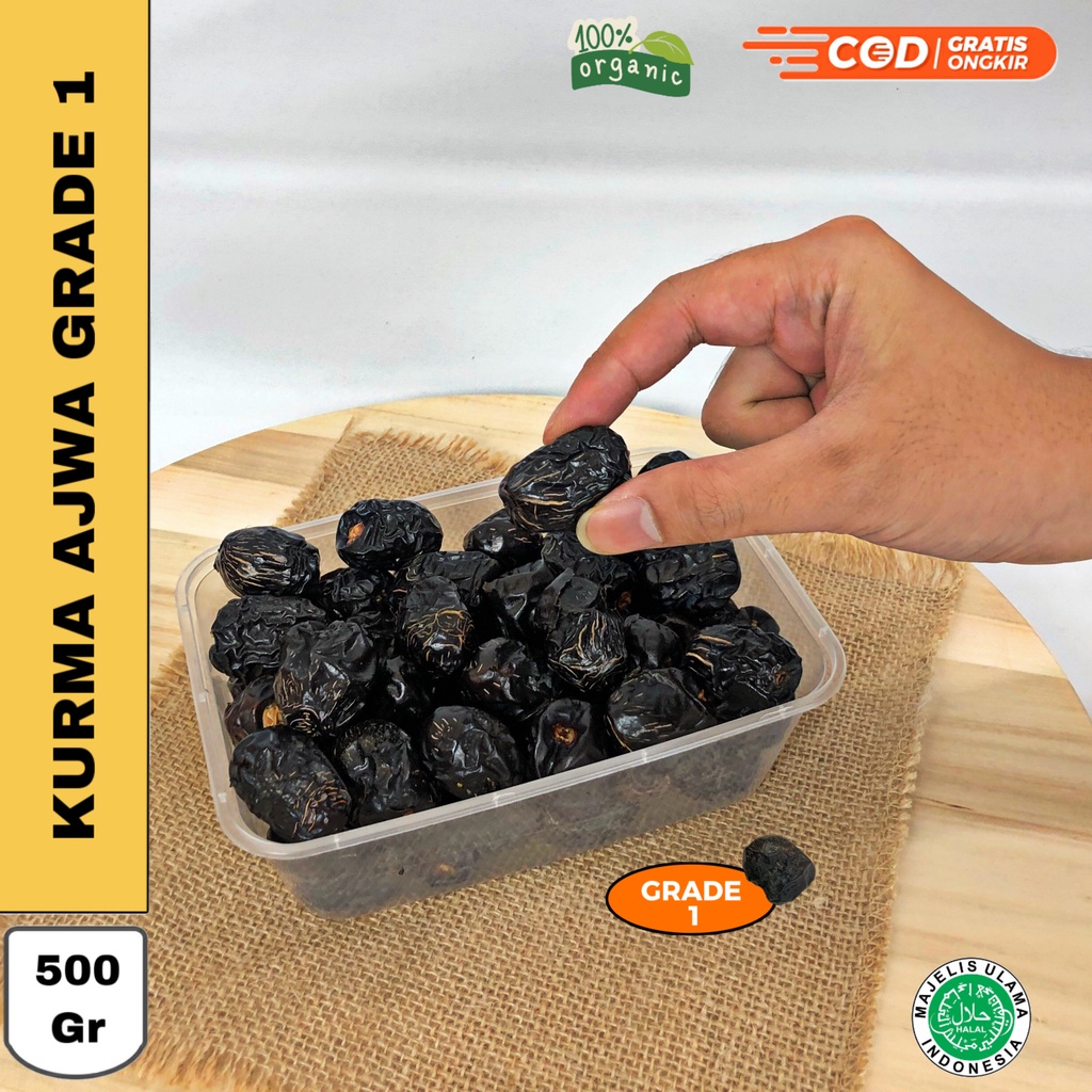 

Kurma Ajwa 500 Gram Premium [ GRADE 1 ] / Kurma Nabi Madinah / Kurma Ajwa Madinah / Oleh Oleh Haji Umroh