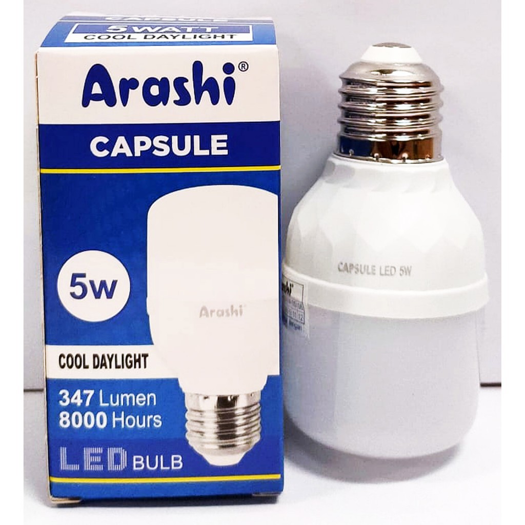 Lampu Led Arashi 5 Watt Garansi 1 Tahun / Lampu Arashi 5w / Lampu Bohlam 5 Watt / Lampu 5 Watt