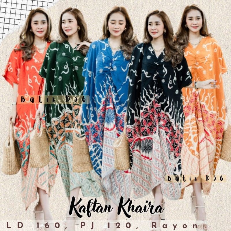 Baju tidur daster kaftan Khaira parang klitik Classic Batik Halus bahan rayon Jumbo