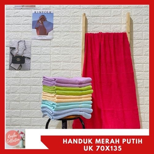 RC Handuk Merah Putih/MW Jumbo Termurah ukuran 70*135  Motif Polos Warna Lengkap