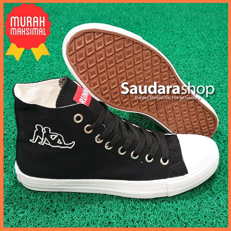 Sepatu Runner 702 Black White HC / Sepatu Runner 702 Hitam Putih High