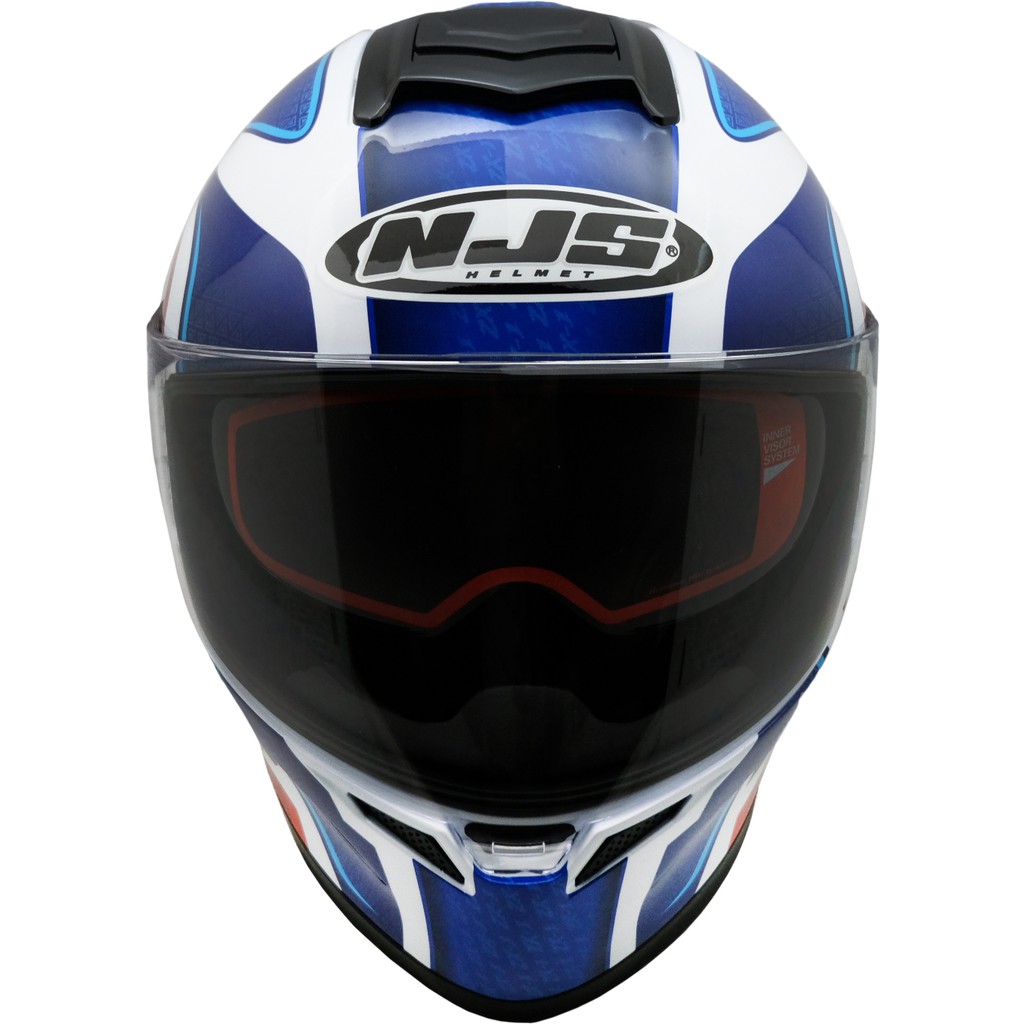 NJS ZX-1 Tricolor Putih - Merah Biru Gloss/Doff - Helm Fullface