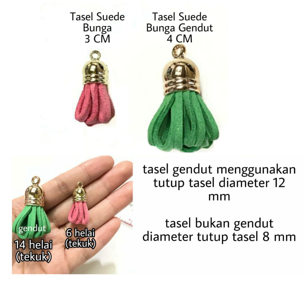 1 BUAH - TASEL BUNGA SUEDE | RUMBAI SUEDE | BAHAN GANTUNGAN KUNCI | HIASAN JILBAB