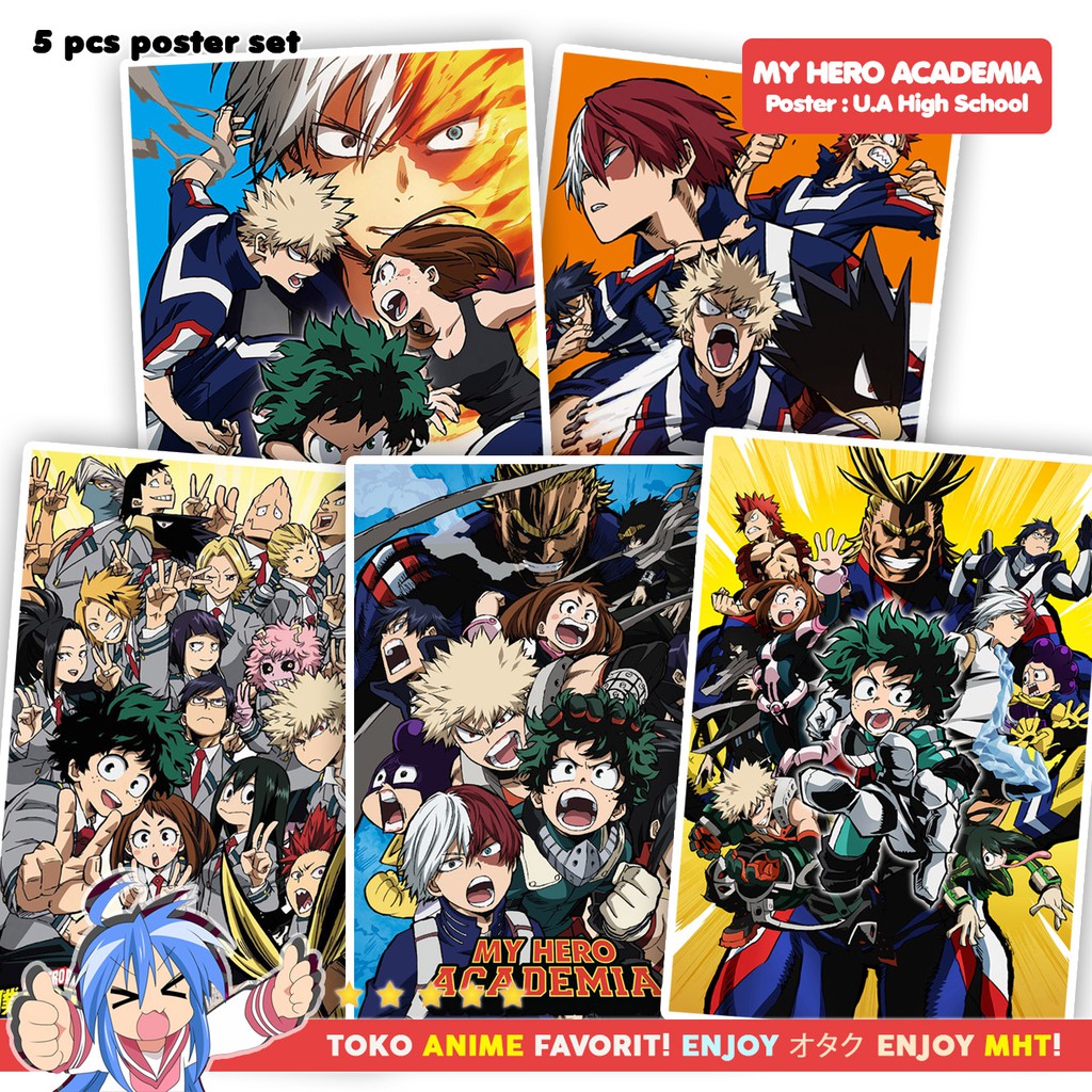 Poster Anime Boku No Hero Academia UA Version Set Of 5